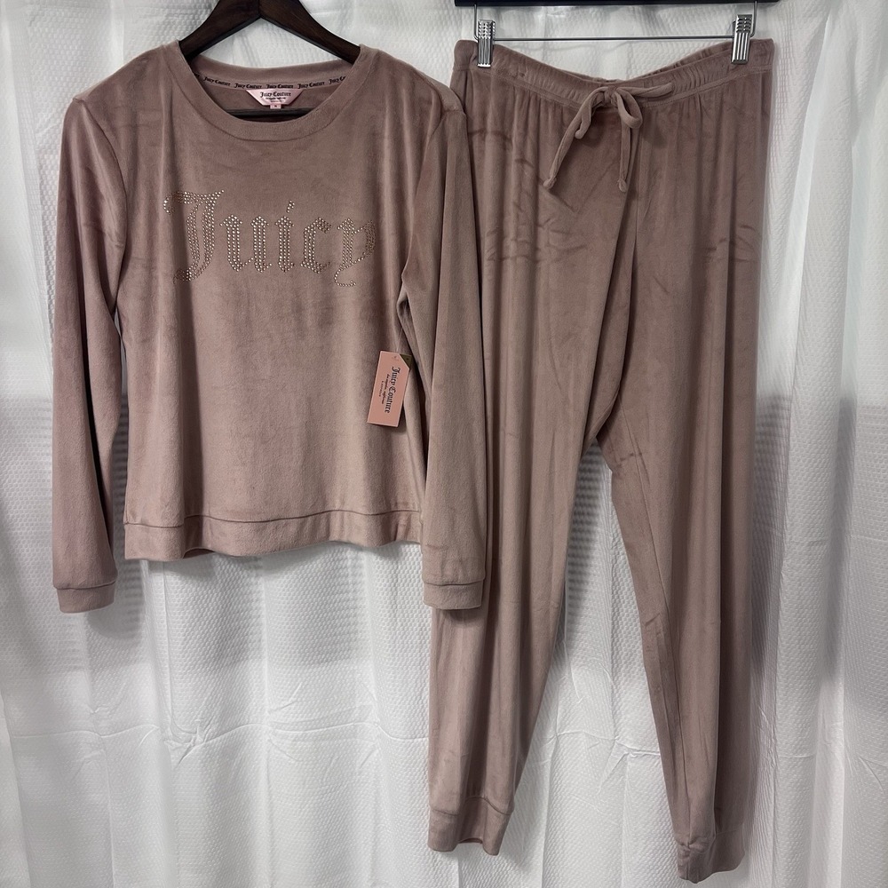 Juicy‎ Couture Retro Inspired Sporty Velour Jogger Lounge Pajama Set Medium NWT